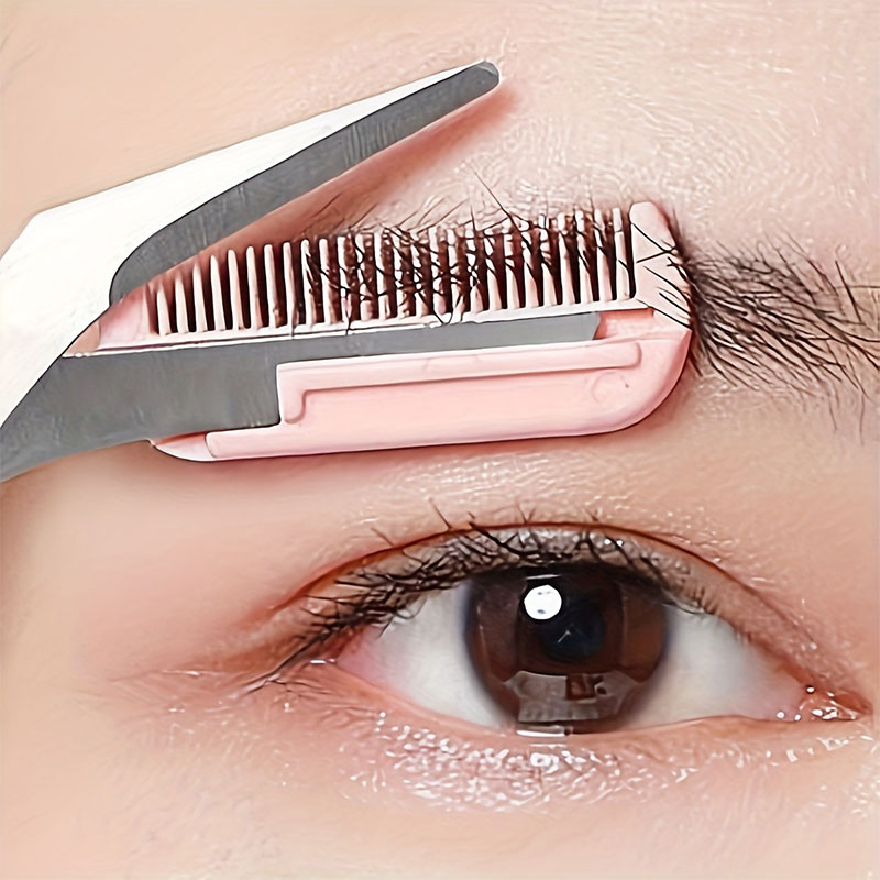 Men'S Grooming Hair Removal - 精密ステンレス製眉毛トリマーはさみとコームセット（男女兼用）-メイクアップと脱毛用グルーミングツール