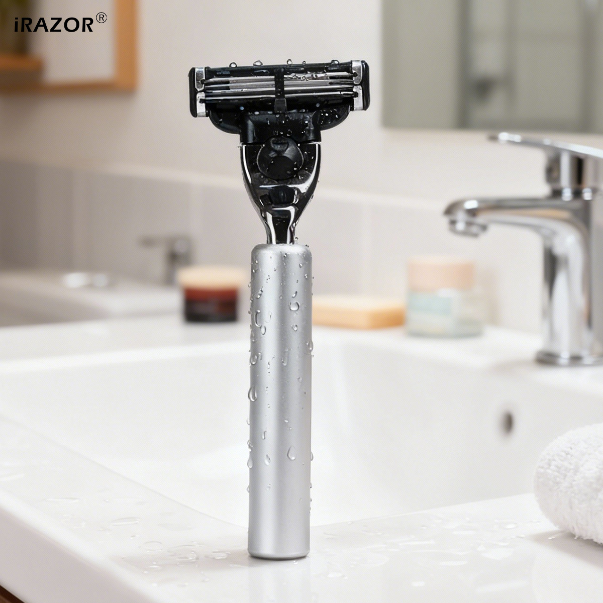 Men'S Grooming Hair Removal - iRAZOR クラシック メンズひげ剃り アルミハンドル付き 3層マッハ3ブレード 脱毛シェーバー