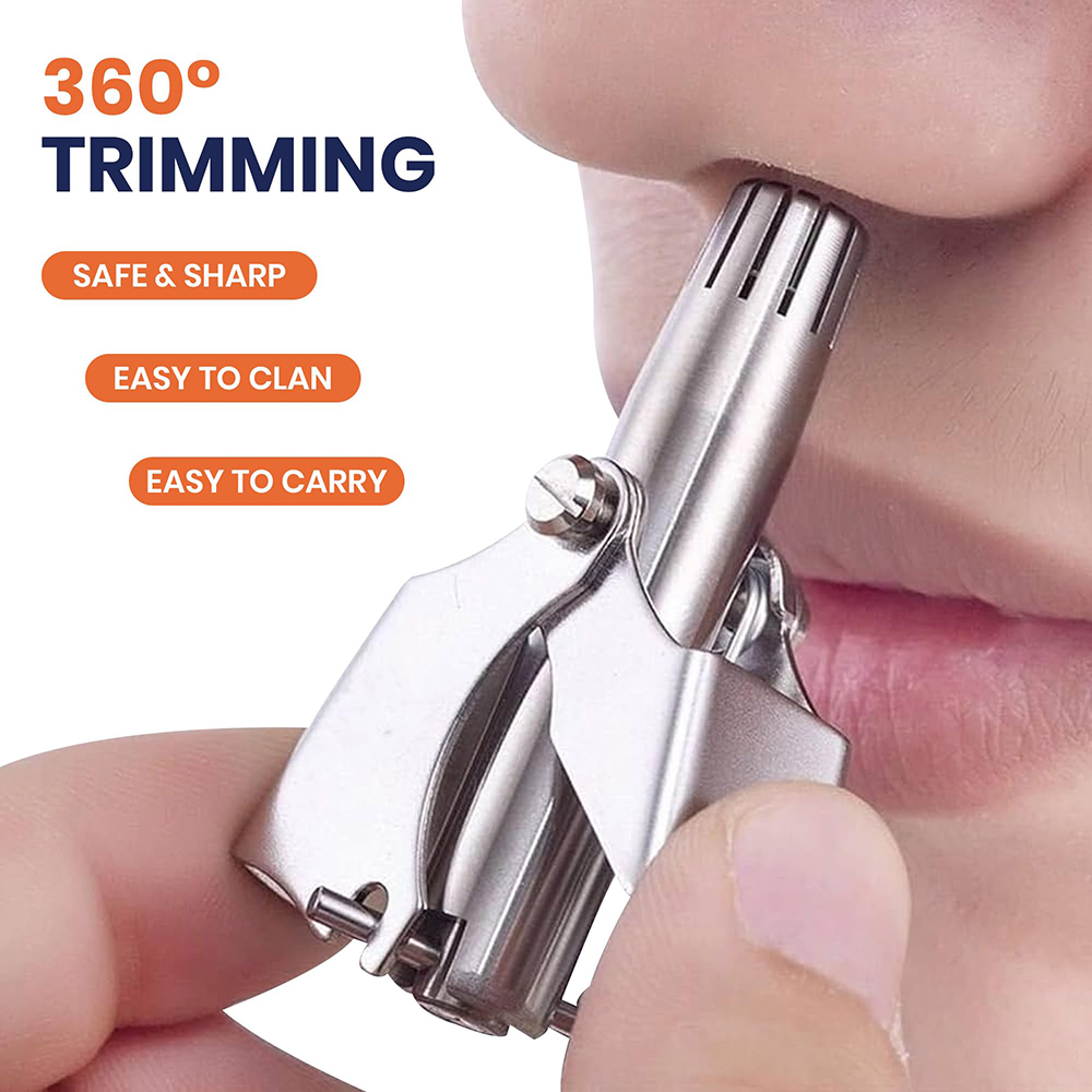 Men'S Grooming Hair Removal - ポータブルステンレス鋼手動鼻耳毛トリマー脱毛器防水洗える簡単クリーニング旅行グルーミングツール男性用