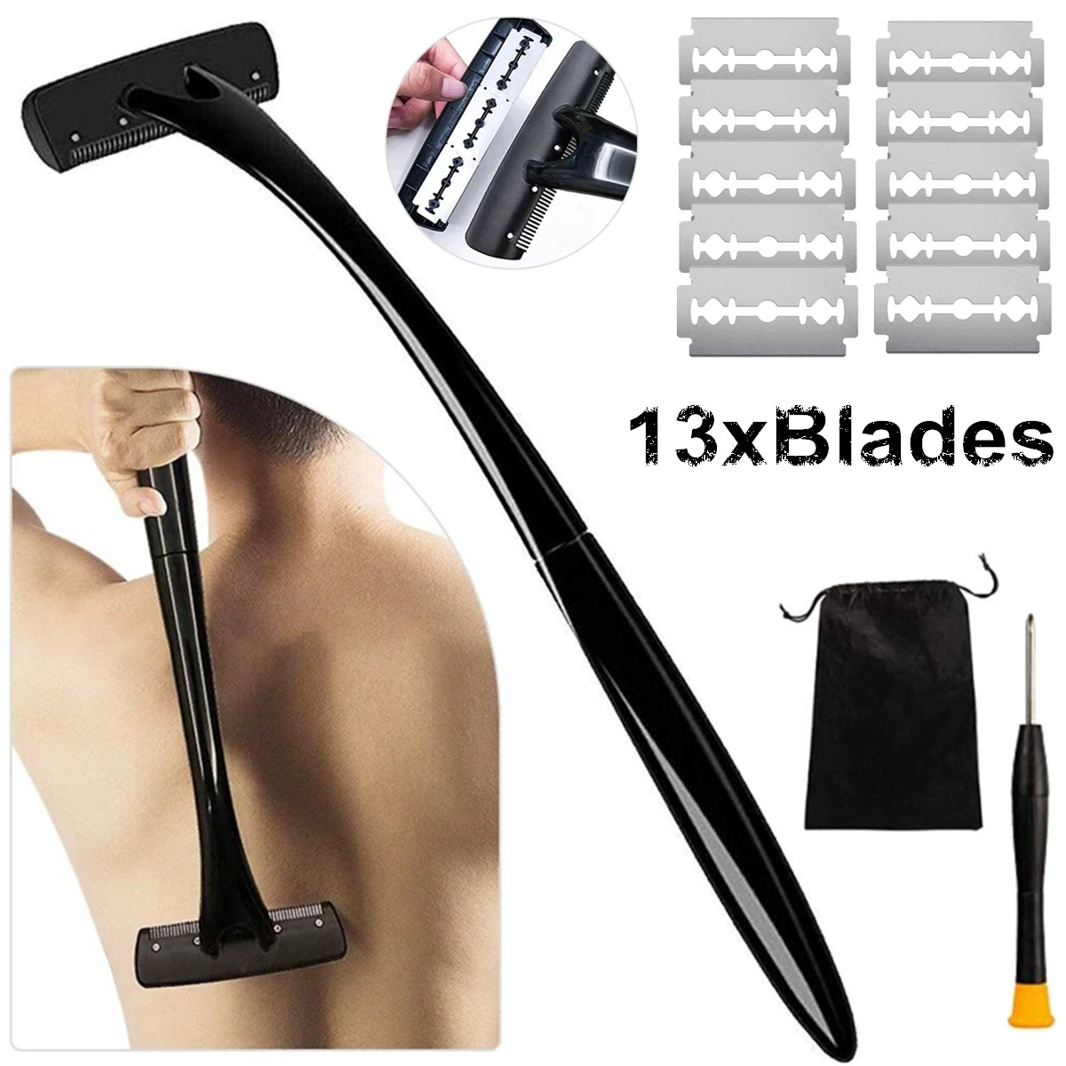 男性用ロングハンドル背中シェーバー、延長ハンドル付き全身脱毛 - Men'S Grooming Hair Removal のレビューと価格